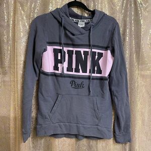 PINK Victorias Secret gray/pastel pink pullover hooded sweater, XS‎